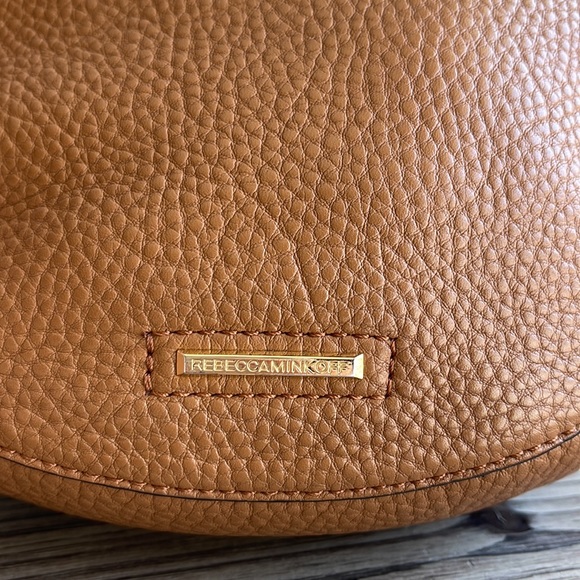 Rebecca Mink Off Pebbled Leather Studded Saddle Bag, Almond - Picture 3 of 5